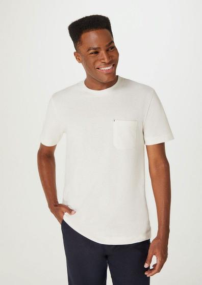 Imagem de Camiseta Hering Masculina Manga Curta Texturizada Com Bolso - Off White