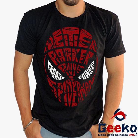 Imagem de Camiseta Homem-Aranha 100% Algodão Spiderman Peter Parker Homem Aranha   Spider Man Geeko