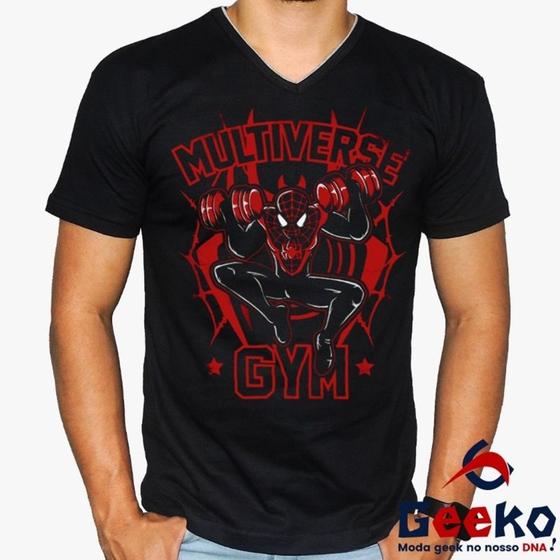 Imagem de Camiseta Homem-Aranha Multiverse Gym 100% Algodão  Spiderman Homem Aranha Academia Fit Fitness Geeko