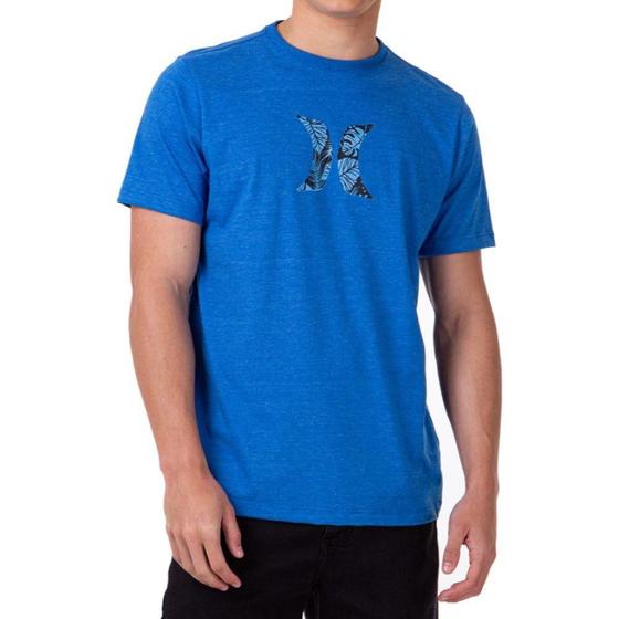 Camiseta Hurley Icon Palmer Masculina Azul Mescla Menor preço em Camiseta Hurley Icon Palmer Masculina Azul Mescla