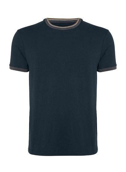 Imagem de Camiseta Individual Friso Slim Fit In24 Marinho Masculino