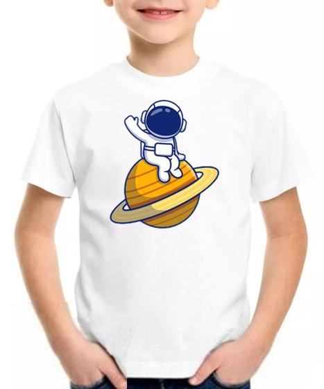 Imagem de Camiseta infantil astronauta planeta esapaço galaxia menino