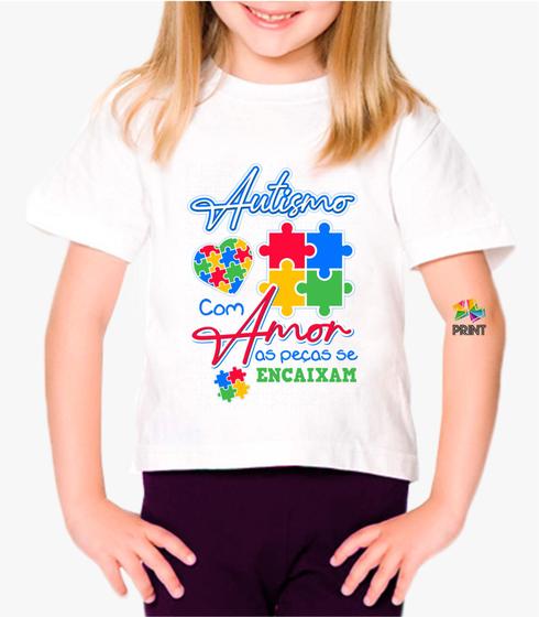 Imagem de Camiseta Infantil Autismo com Amor as Peças se Encaixam Est. 5.4 - Autista Zlprint