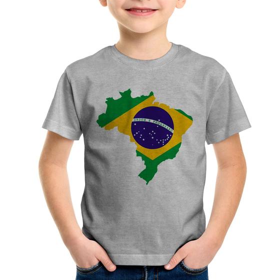 Imagem de Camiseta Infantil Bandeira Brasil Mapa - Foca na Moda