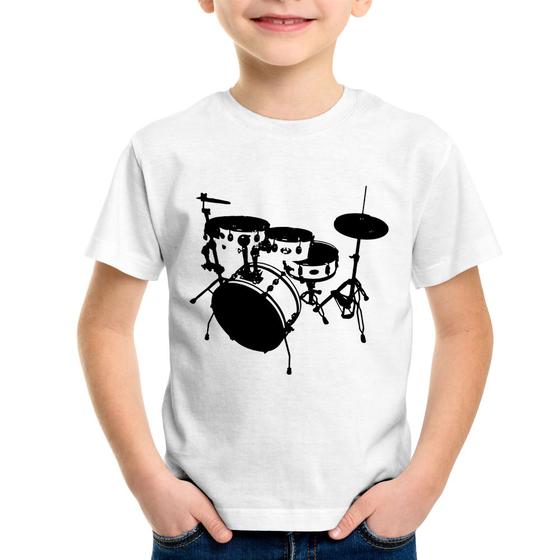 Imagem de Camiseta Infantil Bateria Música Baterista - Foca na Moda