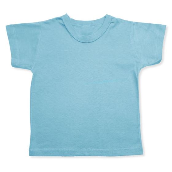 Imagem de Camiseta Infantil Bebe  Manga Curta P ao G Malha Azul Lisa Básica 100% Algodao Menino Baby Deluxe
