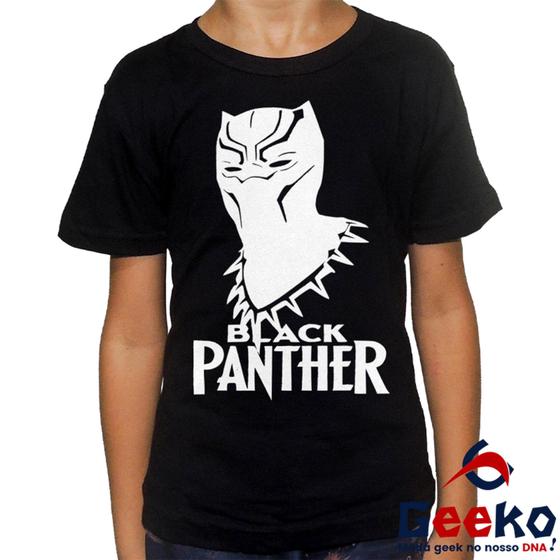 Imagem de Camiseta Infantil Black Panther 100% Algodão Pantera Negra Geeko