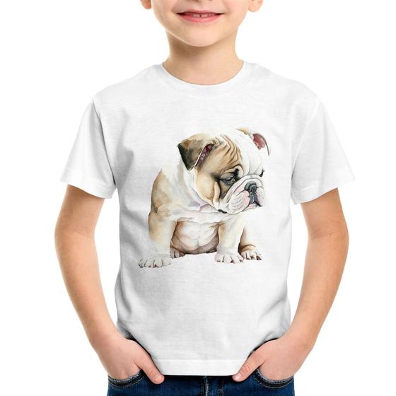 Imagem de Camiseta Infantil Cachorro Buldogue Inglês - Foca na Moda