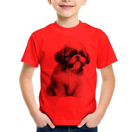 Imagem de Camiseta Infantil Cachorro Shih Tzu Filhote - Foca na Moda