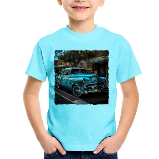 Imagem de Camiseta Infantil Carro clássico azul - Foca na Moda