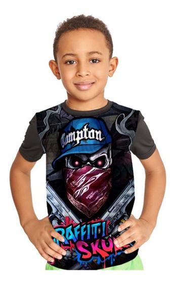 Imagem de Camiseta Infantil Caveira Graffiti Skull Full Print Ref:57