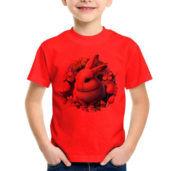 Imagem de Camiseta Infantil Coelhinho e flores - Foca na Moda