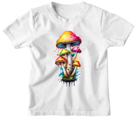 Imagem de Camiseta Infantil Cogumelos coloridos splash