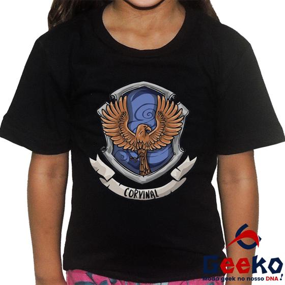 Imagem de Camiseta Infantil Corvinal 100% Algodão Harry Potter Hogwarts Ravenclaw Geeko 02