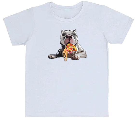 Imagem de Camiseta Infantil Divertida Cachorro comendo pizza