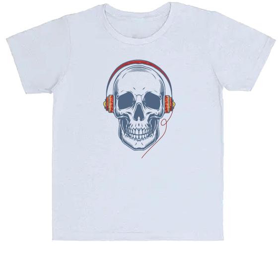 Imagem de Camiseta Infantil Divertida Caveira com HeadPhone