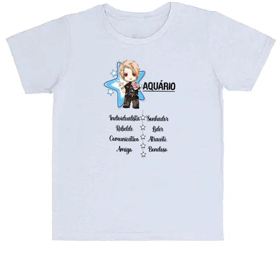 Imagem de Camiseta Infantil Divertida Signo Cute Aquário