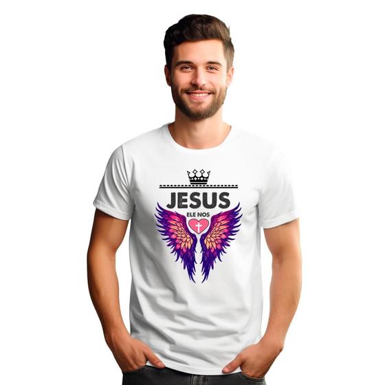 Imagem de Camiseta Infantil e Adulto Ele nos Amou Blusa Evangelica 100% Algodão