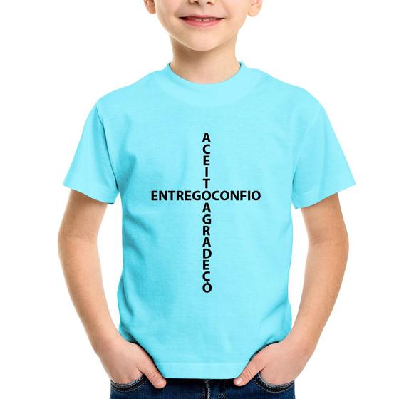 Imagem de Camiseta Infantil Entrego, Confio, Aceito, Agradeço - Foca na Moda