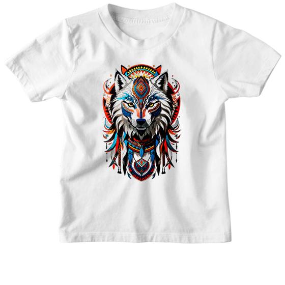 Imagem de Camiseta Infantil Espirito lobo tribal americano