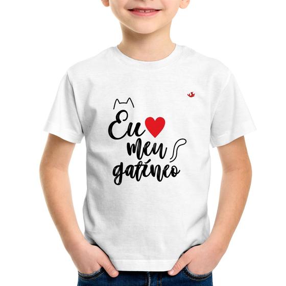 Imagem de Camiseta Infantil Eu amo meu gatíneo - Foca na Moda