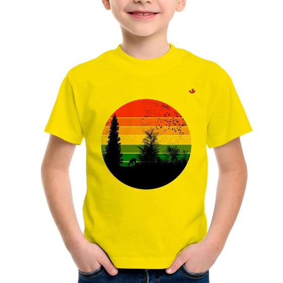 Imagem de Camiseta Infantil Floresta Vintage Sunset - Foca na Moda
