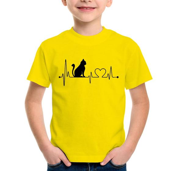 Imagem de Camiseta Infantil Gato Batimentos Cardíacos - Foca na Moda