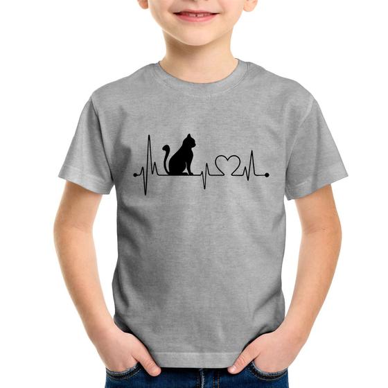 Imagem de Camiseta Infantil Gato Batimentos Cardíacos - Foca na Moda