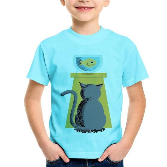 Imagem de Camiseta Infantil Gato e Aquário - Foca na Moda