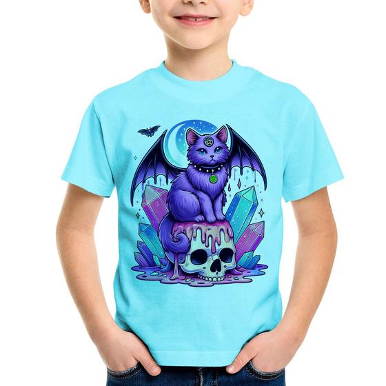 Imagem de Camiseta Infantil Gato Gótico Arte - Foca na Moda