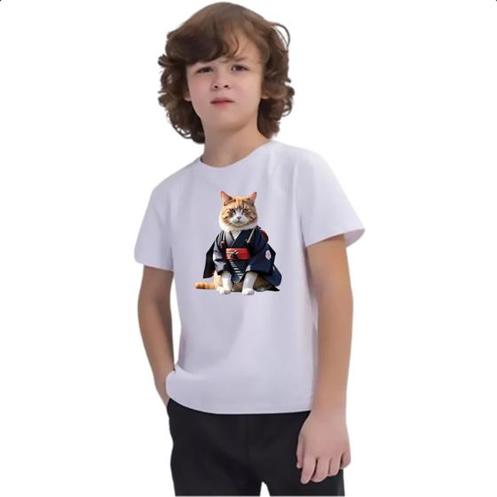 Imagem de Camiseta Infantil Gato samurai