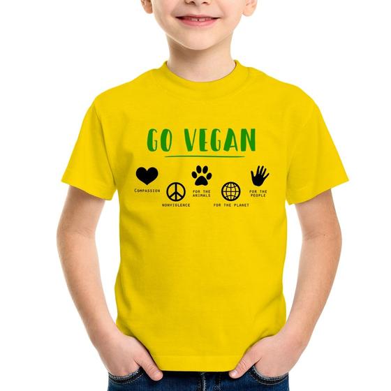 Imagem de Camiseta Infantil Go Vegan Símbolos - Foca na Moda