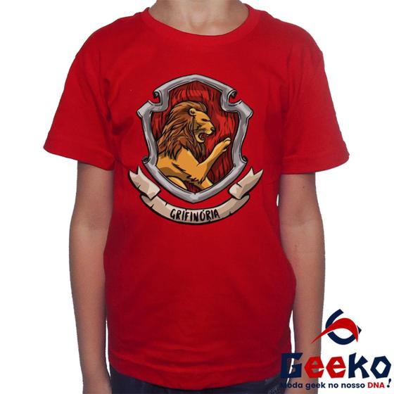 Imagem de Camiseta Infantil Grifinória 100% Algodão Harry Potter Hogwarts Gryffindor Geeko 02