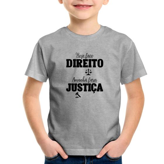 Imagem de Camiseta Infantil Hoje faço direito, amanhã farei justiça - Foca na Moda