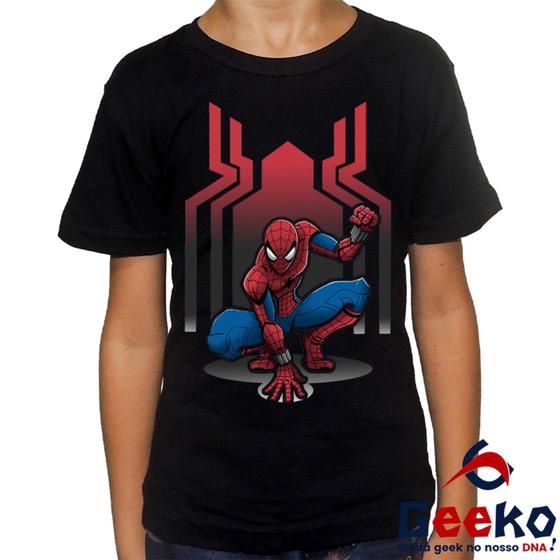 Imagem de Camiseta Infantil Homem Aranha 100% Algodão Geeko Homem Aranha Spiderman Spider Man