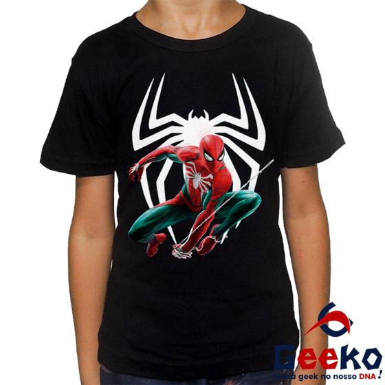 Imagem de Camiseta Infantil Homem-Aranha 100% Algodão Spiderman Homem Aranha Geeko