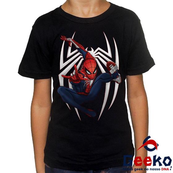 Imagem de Camiseta Infantil Homem Aranha 100% Algodão Spiderman Homem-Aranha Geeko