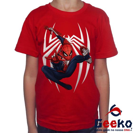 Imagem de Camiseta Infantil Homem Aranha 100% Algodão Spiderman Homem-Aranha Geeko