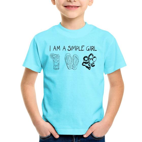 Imagem de Camiseta Infantil I Am A Simple Girl - Foca na Moda