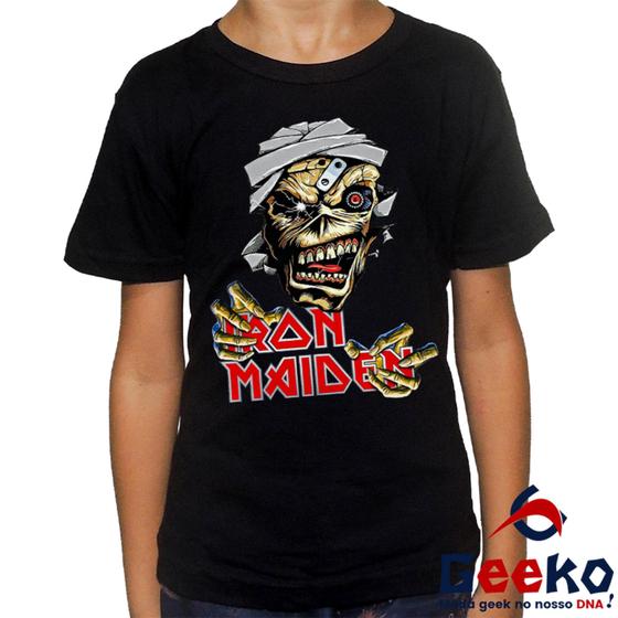 Imagem de Camiseta Infantil Iron Maiden 100% Algodão Geeko