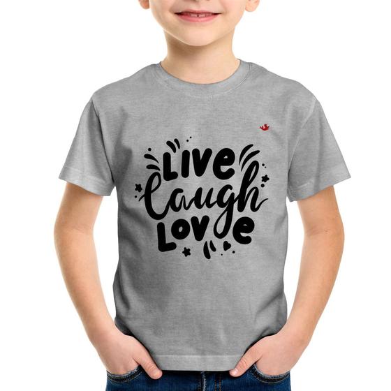 Imagem de Camiseta Infantil Live Laugh Love - Foca na Moda