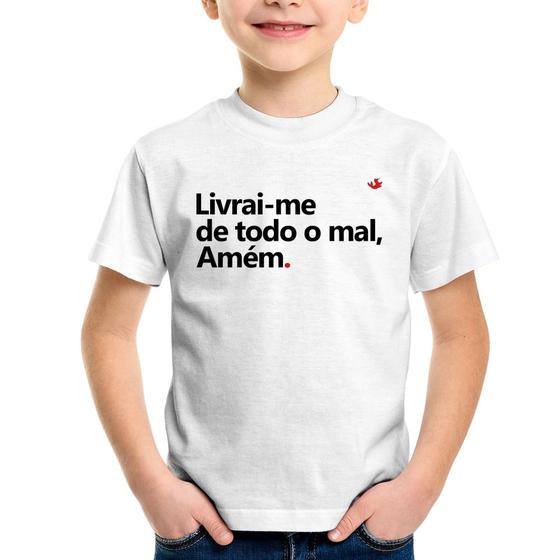 Imagem de Camiseta Infantil Livrai-me de todo o mal, amém - Foca na Moda