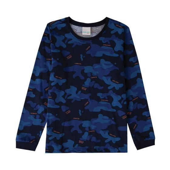 Imagem de Camiseta Infantil Masculina Gola Redonda Camuflada Azul Malwee