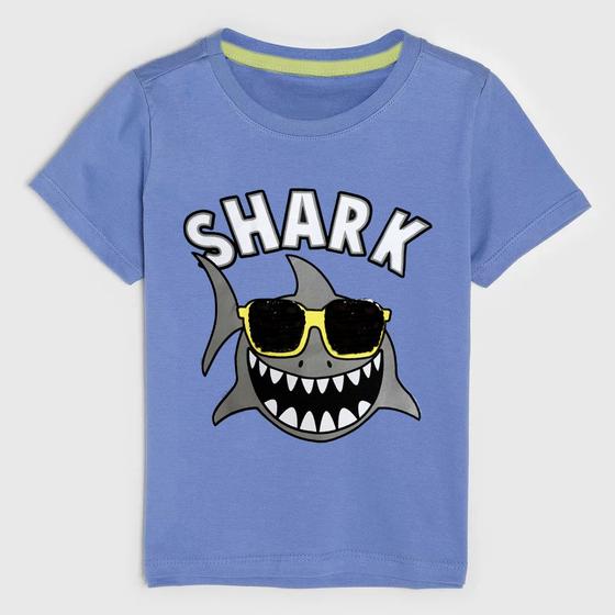 Imagem de Camiseta Infantil Meia Malha Yend's Kids Shark Azul