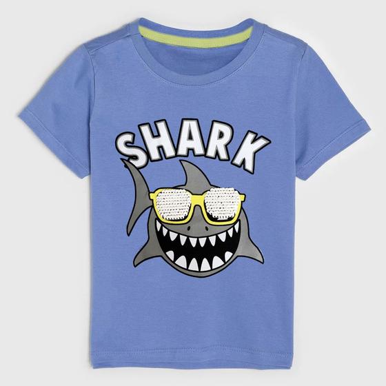 Imagem de Camiseta Infantil Meia Malha Yend's Kids Shark Azul