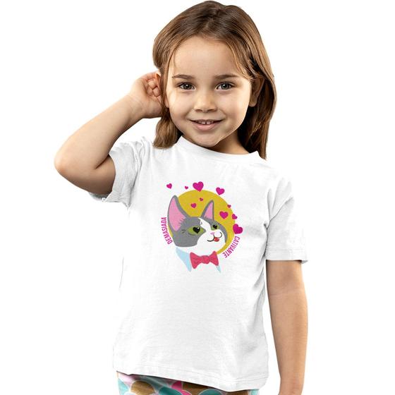 Imagem de Camiseta Infantil Menina Gatinha Coração Manga Curta