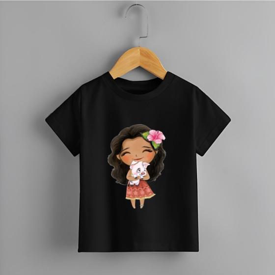 Imagem de Camiseta Infantil Menina Princesa e Porquinho Blusa 100% Algodão Confortável