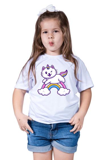 Imagem de Camiseta Infantil Menina Unicórnio Colorido Arco Iris Girl