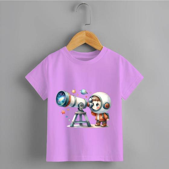 Imagem de Camiseta Infantil Menino Blusa Astronauta e telescópio 100% Algodão