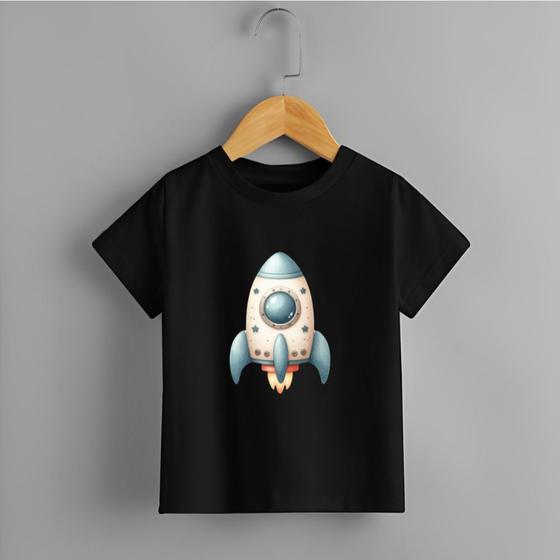 Imagem de Camiseta Infantil Menino Blusa Foguete 100% Algodão Confortável